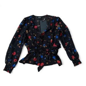 The Kooples Silk Black Floral Blouse